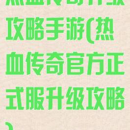 热血传奇升级攻略手游(热血传奇官方正式服升级攻略)