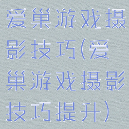 爱巢游戏摄影技巧(爱巢游戏摄影技巧提升)