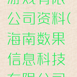 广州数果游戏有限公司资料(海南数果信息科技有限公司游戏)