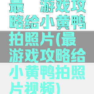 最囧游戏攻略给小黄鸭拍照片(最囧游戏攻略给小黄鸭拍照片视频)